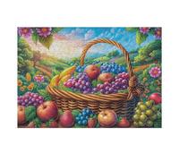 Harvest Fruit Basket 300 Piece Jigsaw Puzzle for Adults Teens Cute Pets Warm The Heart Study Break Relaxation Brain Exercise Colourful Design Great Gift for Students 300 PCS