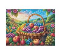 Harvest Fruit Basket 500-piece Jigsaw Puzzle Bundle Cute Pets Warm The Heart Family Puzzle Lovers Brain Training Mindful Activity Spring Recycled Cardboard 500 PCS