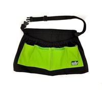 Harvest Garden Apron - pick fruits, vegetables, eggs and weeds & store small tools, seeds and personal items (Green Pockets on Black)