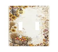 Harvest Gnome Autumn Gratitude Double Light Switch Cover Plate