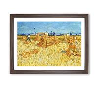 Harvest In Provence By Vincent Van Gogh Classic Painting Framed Print | A3 Walnut Framed Wall Art | Ready to Hang | Classic Historical Picture | Living Room Bedroom Lounge Office