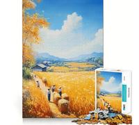 Harvest in The Fields Jigsaw Puzzles 1000 Pieces for Adults Logic Fun Real Thick Playful Challenge Night Activity (38x26cm)