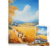 Harvest in The Fields Jigsaw Puzzles 1000 Pieces for Adults Logic Fun Real Thick Playful Challenge Night Activity (38x26cm)