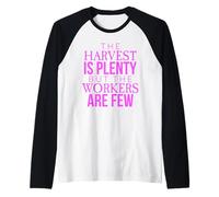 Harvest is Plenty But The Workers are Few Faith Matthew 9:37 Raglan Baseball Tee