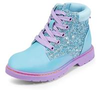 Harvest Land Girls Ankle Boots Glitter Combat Booties Zipper Lace Up Winter Dress Boots for Little Kid Big Kid Size 3