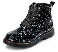 Harvest Land Girls Ankle Boots Glitter Combat Booties Zipper Lace Up Winter Dress Boots for Little Kid Big Kid Size 3