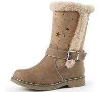 Harvest Land Girls Boots Kids Mid-Calf Boots Zipper School Shoes Big Kid Fashion Winter Boots Zip-up High-Top Flat Boots khaki7.5