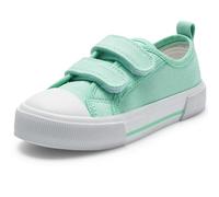 Harvest Land Kids Canvas Slip-On Trainers - Lightweight Breathable Hook & Loop School Shoes with Non-Slip Sole Green UK12