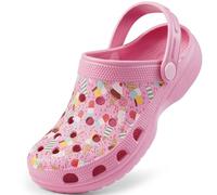 Harvest Land Kids Garden & Pool Clogs - Water-Friendly Lightweight Slip-On Clogs with Adjustable Back Strap & Anti-Slip Sole for Beach, Patio & Shower Pink UK11