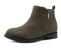 Harvest Land Womens Low Heel Ankle Boots Side Zip-up Suede Booties for Zipper Short Shoes Khaki UK6