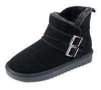 Harvest Land Women's Snow Winter Boots Warm Fur Lined Genuine Suede Ankle Slip on Booties Black UK7