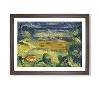 Harvest Landscape By George Bellows Classic Painting Framed Print | A3 Walnut Framed Wall Art | Ready to Hang | Classic Historical Picture | Living Room Bedroom Lounge Office