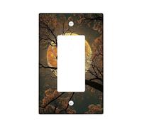 Harvest Moon Light Switch Cover Plates/Outlet Covers, Autumn Orange Moonlit Trees for Home Decor, Thermoplastic Wall Plates, Standard Size Single Rocker