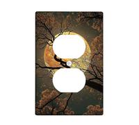 Harvest Moon Light Switch Cover Plates/Outlet Covers, Autumn Orange Moonlit Trees for Home Decor, Thermoplastic Wall Plates, Standard Size Single Duplex Outlet