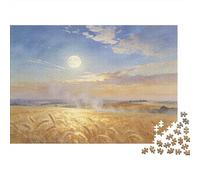 Harvest Moon over Suffolk Fields Wooden Jigsaw Puzzle Waterproof 1000 Piece Puzzles for Adults Fun Home Decoration