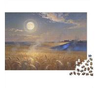 Harvest Moon over Suffolk Fields Wooden Jigsaw Puzzle Waterproof 1000 Piece Puzzles for Adults Gifts Impossible Home Decoration