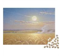 Harvest Moon over Suffolk Fields Wooden Jigsaw Puzzle Waterproof 1000 Piece Puzzles for Adults Gifts Fun Home Decoration