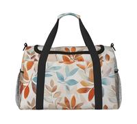 Harvest Orange Blue Watercolor Leaf Travel Duffel Bag for Women Men,Print Polyester Tote Hand Luggage Bag with Shoulder Strap
