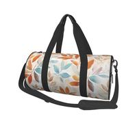 Harvest Orange Blue Watercolor Leaf Travel Duffel Bag for Women Men,Print Polyester Tote Round Luggage Bag with Shoulder Strap