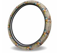 Harvest Pumpkin Flowers Maple Leaves Bohe Texture Steering Wheel Cover Stylish Steering Wheel Wrap Elastic Car Interior Covers For Women Sedan Suv 38Cm