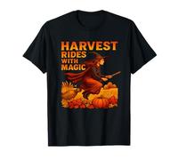 Harvest Rides Magic Witch Flying Broom Halloween Fall Fun T-Shirt