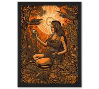 Harvest Ritual Libations Modern Pagan Illustration Artwork Framed Wall Art Print A4 Artery8 Black One Size