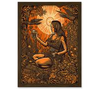 Harvest Ritual Libations Modern Pagan Illustration Artwork Framed Wall Art Print A4 Artery8 Brown One Size