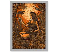 Harvest Ritual Libations Modern Pagan Illustration Artwork Framed Wall Art Print A4 Artery8 Light Grey One Size