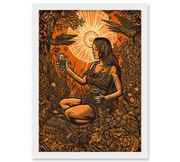 Harvest Ritual Libations Modern Pagan Illustration Artwork Framed Wall Art Print A4 Artery8 White One Size