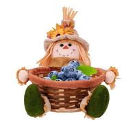 Harvest Scarecrow Plush- Sitting Sunflower Doll Decor, Autumn Thanksgiving Display | Adorable Fruit Basket Holding Seasonal Figure For Porch Home, Festive Fall Halloween Decoration