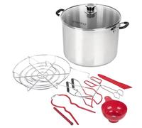Harvest Stainless Steel 20 Qt Canning Pot with Rack | Water Bath or Steam Canning | Works on All Stovetops Including Induction, Glass, Gas (Stainless Steel Canner + Tools)