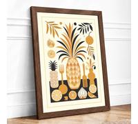 Harvest Still Life Mid-Century Framed Wall Art Print A3 (42×29.7cm) Walnut, Wall Decor for Living Room, Bedroom, Office & Home, Ready to Hang, Art Gift
