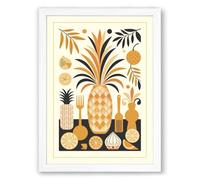 Harvest Still Life Mid-Century Framed Wall Art Print A4 (29.7×21cm) White, Wall Decor for Living Room, Bedroom, Office & Home, Ready to Hang, Art Gift