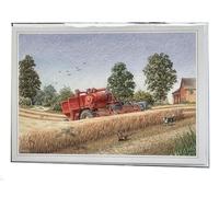 Harvest Time Massey Ferguson 500 Combine & 35 Tractor Open Blank Christmas Card