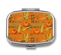 Harvest Time Pill Box 2 Compartments Portable Travel Pill Case Mini Medicine Organizer for Pocket Purse Metal Waterproof Medicine Container Holder Vitamin Fish Oil