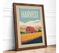 Harvest Time Vintage Framed Wall Art Print A2 (59.4×42cm) Walnut, Wall Decor for Living Room, Bedroom, Office & Home, Ready to Hang, Art Gift