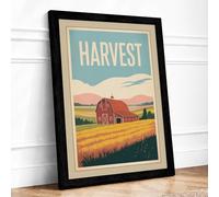 Harvest Time Vintage Framed Wall Art Print A4 (29.7×21cm) Black, Wall Decor for Living Room, Bedroom, Office & Home, Ready to Hang, Art Gift