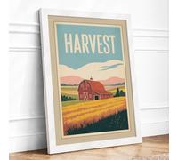 Harvest Time Vintage Framed Wall Art Print A4 White