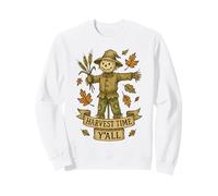 Harvest Time Y'All - Funny Cute Scarecrow Fall Thanksgiving Sweatshirt