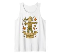 Harvest Time Y'all - Funny Cute Scarecrow Fall Thanksgiving Tank Top
