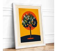 Harvest Tree Botanical Framed Wall Art Print A2 (59.4×42cm) White, Wall Decor for Living Room, Bedroom, Office & Home, Ready to Hang, Art Gift