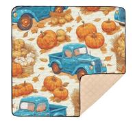 Harvest Truck with Pumpkin Soft Foam Baby Activity Play Mat for Indoor Outdoor Portable Baby Play Tummy Time Mat for Babies Infants Toddlers, 50'' x 50''