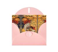 Harvest Turkey Pattern Blank Greeting Cards For Birthdays, Valentine'S Day, Parties, Weddings, 4x6 Inches Pink Envelope