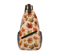 Harvest Watercolor Leaf Unisex Chest Sling Bag With Multi-Pocket Design,Large Capacity Crossbody Bag Durable Polyester Adjustable Strap For Daily Commute Travel