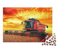 Harvester in Field 1000 Piece Leisure Puzzle for Adults Harvester Working Under Stunning Sunset Sky Premium Sturdy Challenging Stress Relief 52x38cm/1000pcs