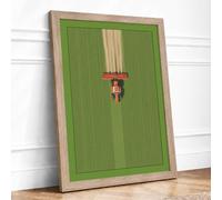Harvester in Motion Minimalist Framed Wall Art Print A4 Oak