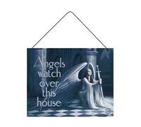 Harvesthouse Angels Watch Over This House Anne Stokes Retro Home Wall Plaque Decor Metal Tin Sign 16 x 12