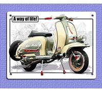 Harvesthouse laque Vintage Retro Style Scooter Way of Life Lambretta Retro Metal Tin Sign Vintage Decoration Metal Plaque, Art Decor 12X16inch