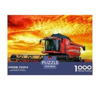 Harvesting Machine 1000 Piece Puzzles for Adults Gifts - Red Combine Harvester at Sunset Educational Game Decompression Suitable for Wall38x26cm/1000pcs