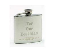 Harvey Makin 4Oz Stainless Steel Hip Flask - Wedding Party (Best Man)